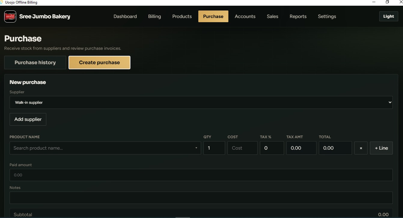 Create purchase